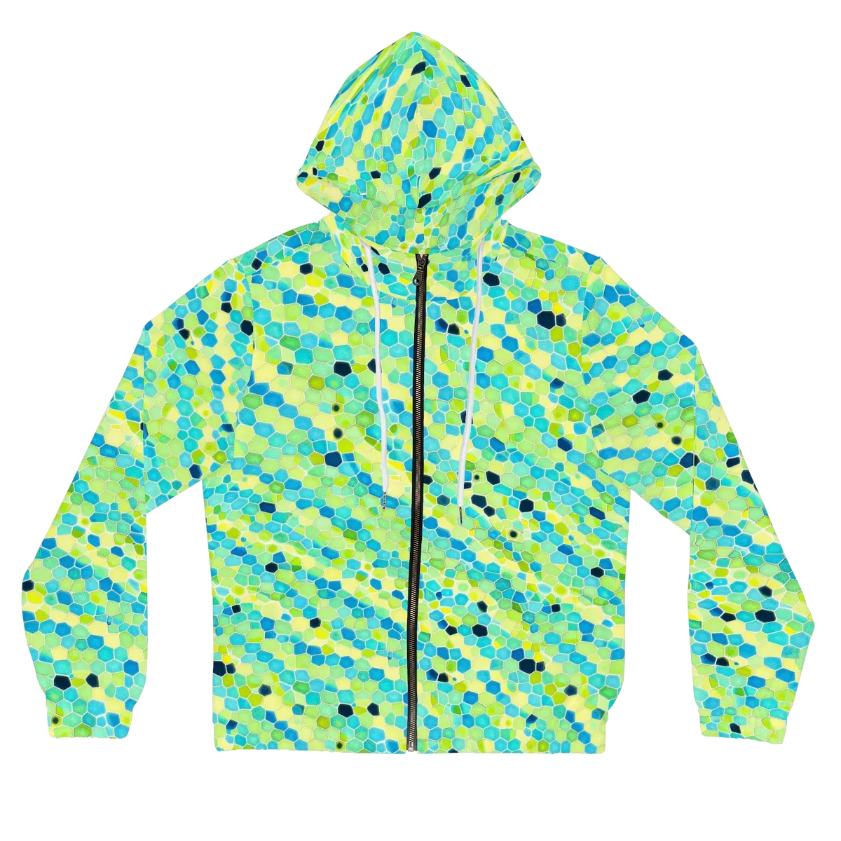 Aqua Mosaic on Women's Full-Zip Hoodie — Front