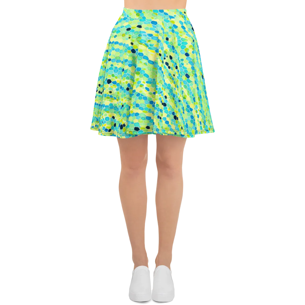 Aqua Mosaic on Skater Skirt — Front