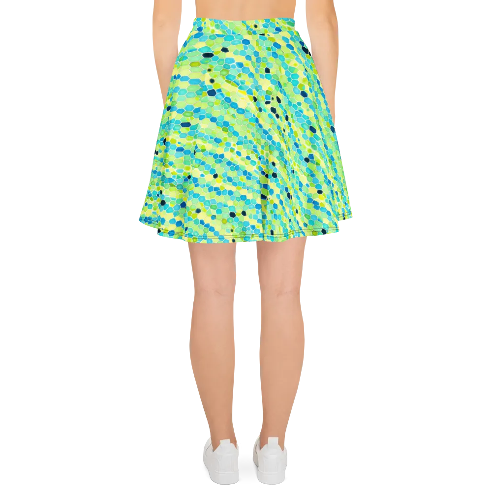Aqua Mosaic on Skater Skirt — Back