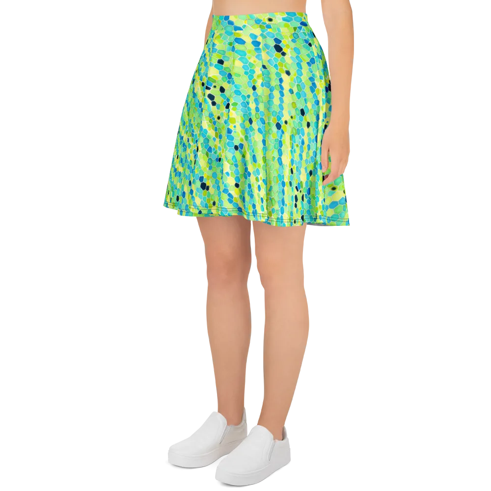 Aqua Mosaic on Skater Skirt — Left
