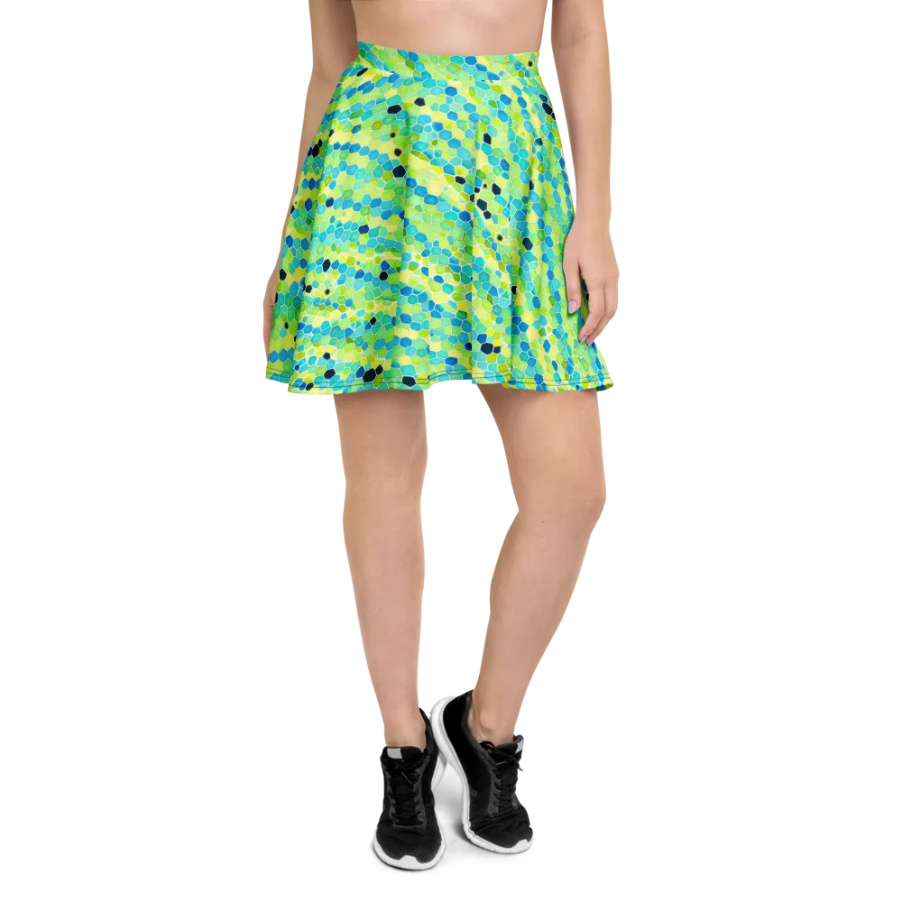 Aqua Mosaic on Skater Skirt — Front