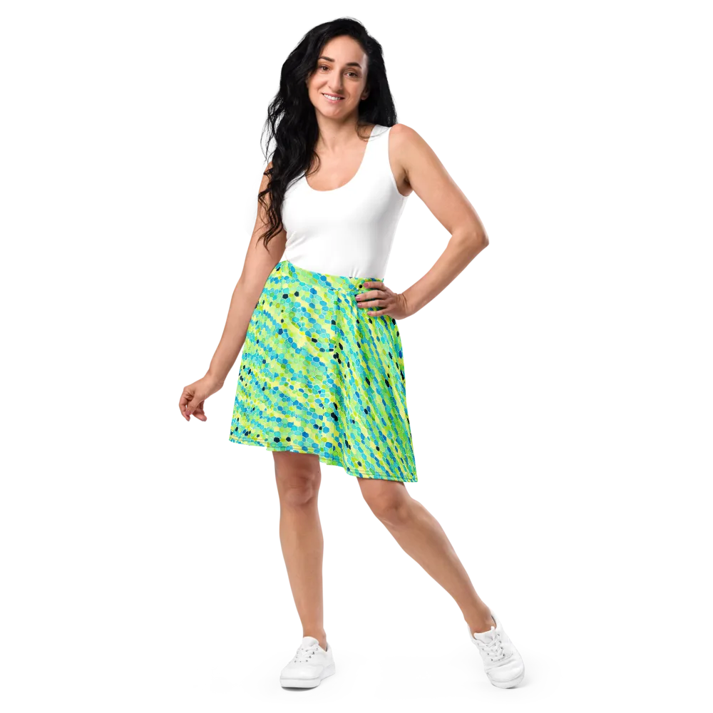 Aqua Mosaic on Skater Skirt — Front