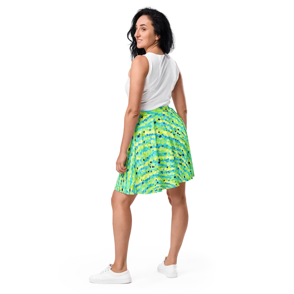 Aqua Mosaic on Skater Skirt — Back