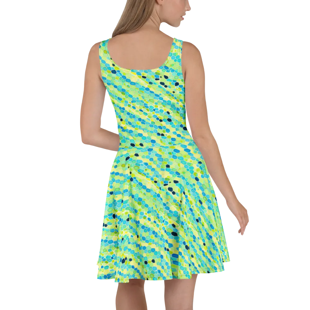 Aqua Mosaic on Skater Dress — Back