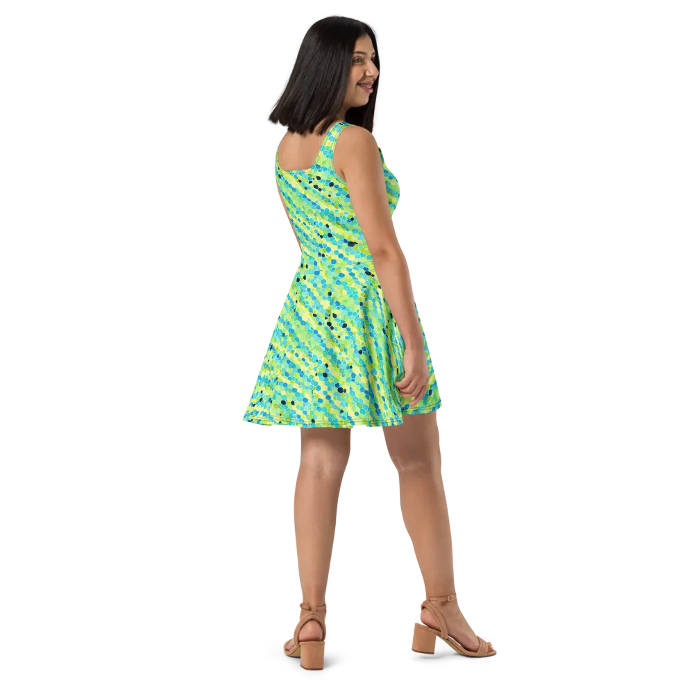 Aqua Mosaic on Skater Dress — Right