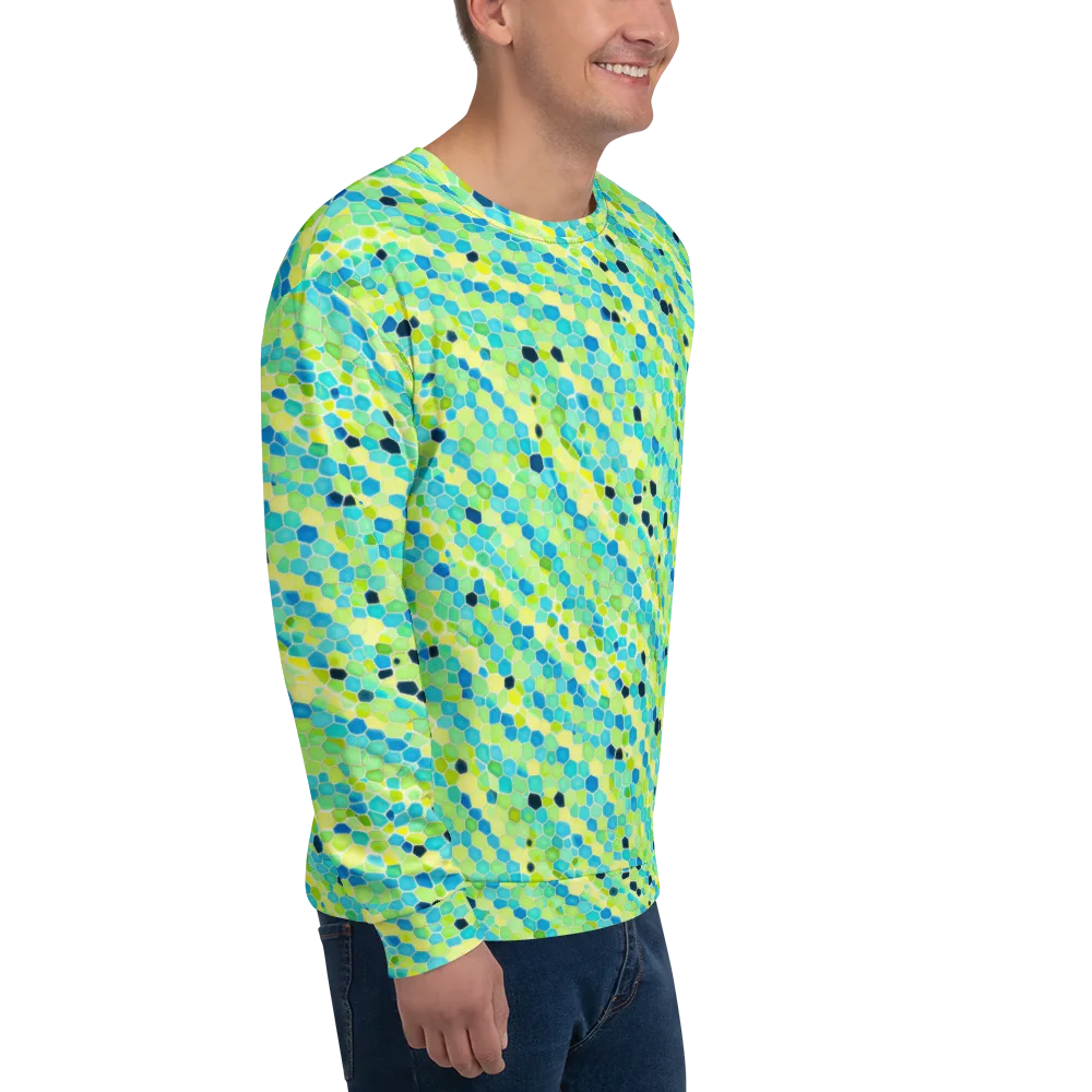 Aqua Mosaic on Sweatshirt — Right Front