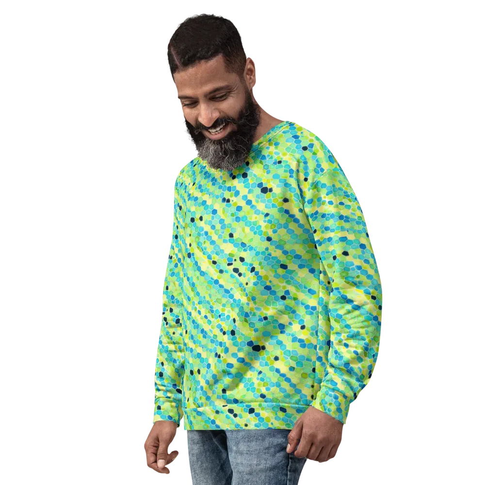 Aqua Mosaic on Sweatshirt — Left Front