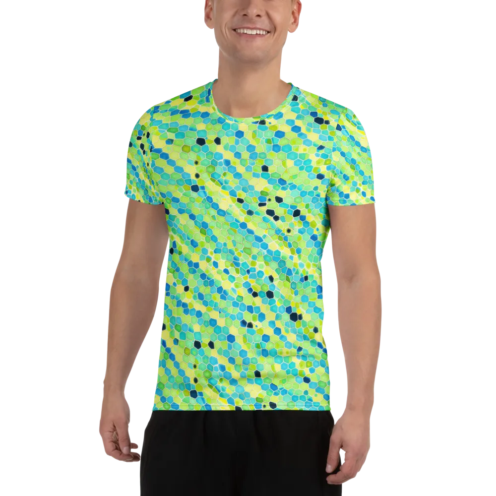 Aqua Mosaic on Men's Athletic T-Shirt — Front