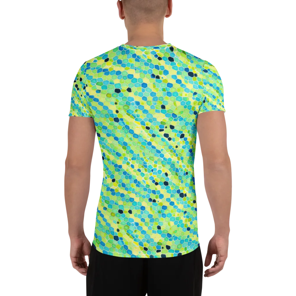 Aqua Mosaic on Men's Athletic T-Shirt — Back