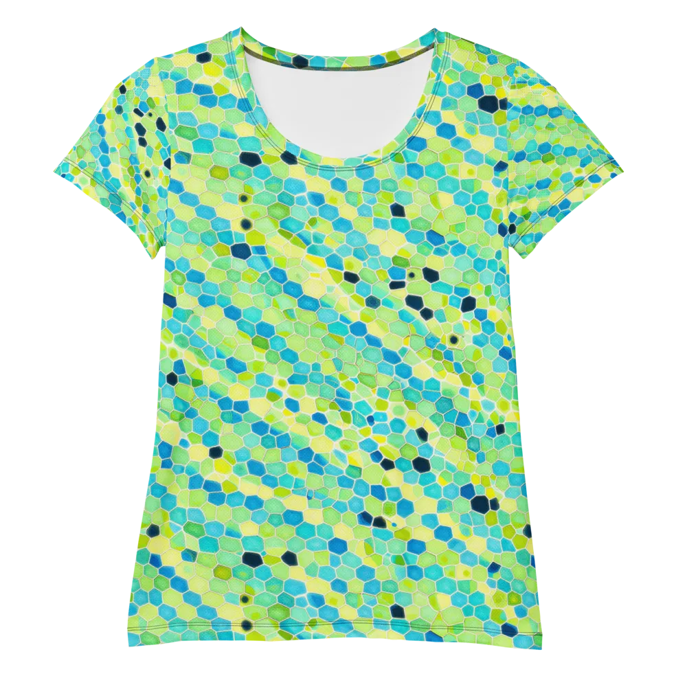 Aqua Mosaic on Women's Athletic T-Shirt — Front