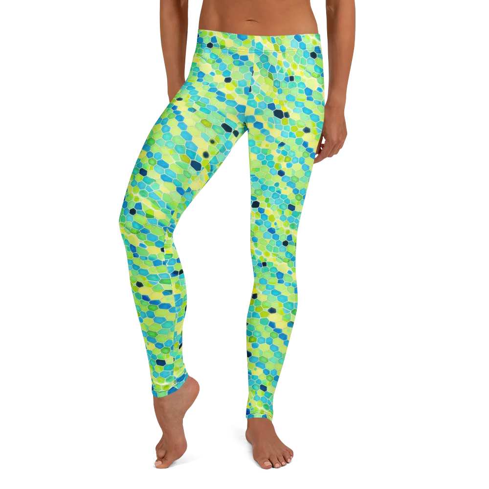 Aqua Mosaic on Leggings — Front