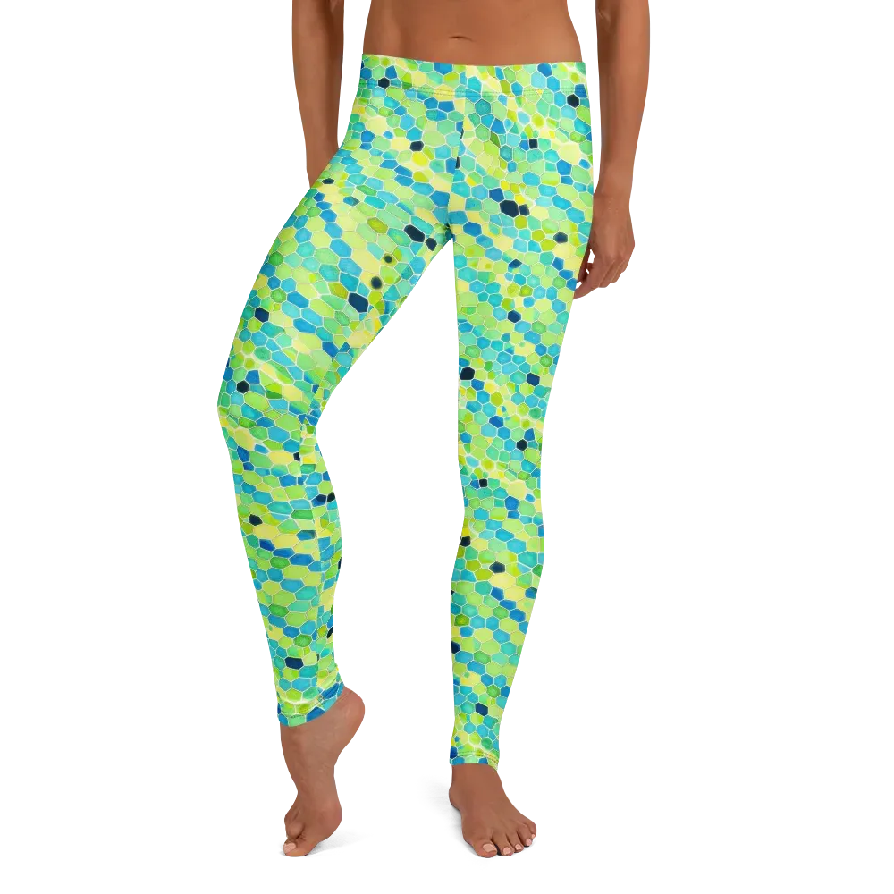 Aqua Mosaic on Leggings — Front
