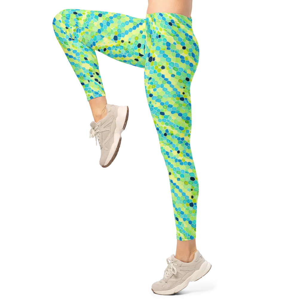 Aqua Mosaic on Leggings — Left