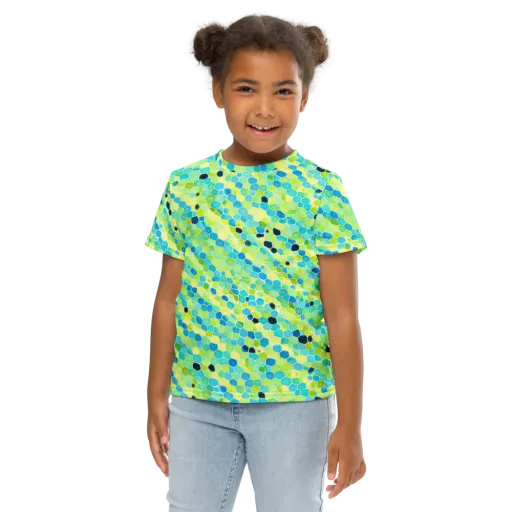 Aqua Mosaic on a Kids Crew Neck T-Shirt