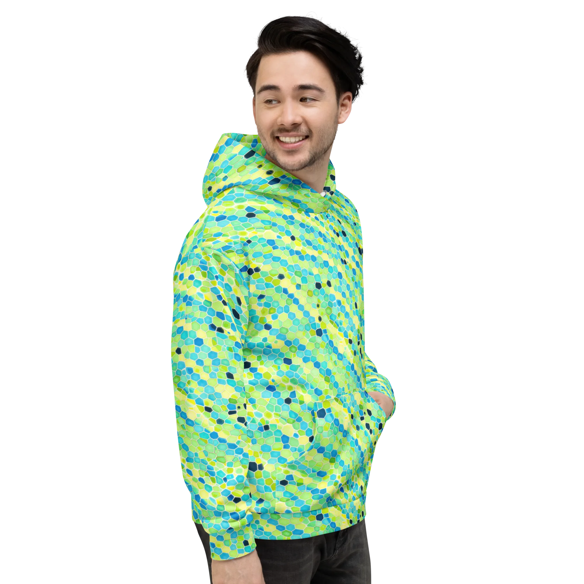 Aqua Mosaic on Hoodie — Right