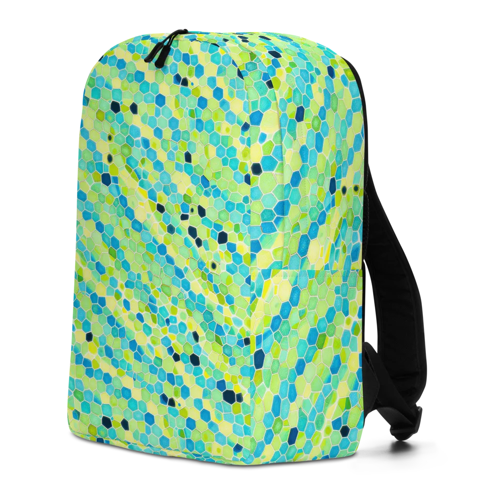 Aqua Mosaic on Minimalist Backpack — Left