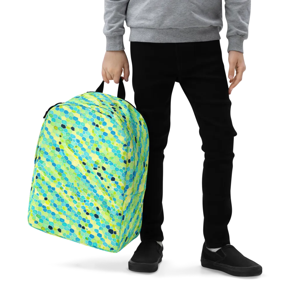 Aqua Mosaic on Minimalist Backpack — Zoomed-in