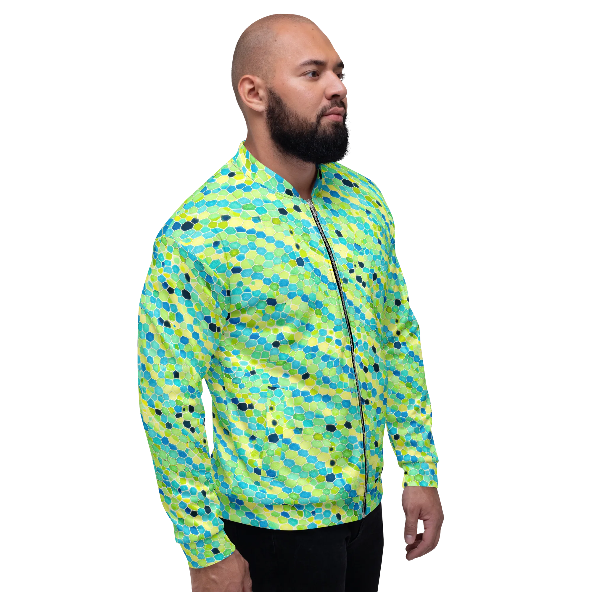 Aqua Mosaic on Bomber Jacket — Right