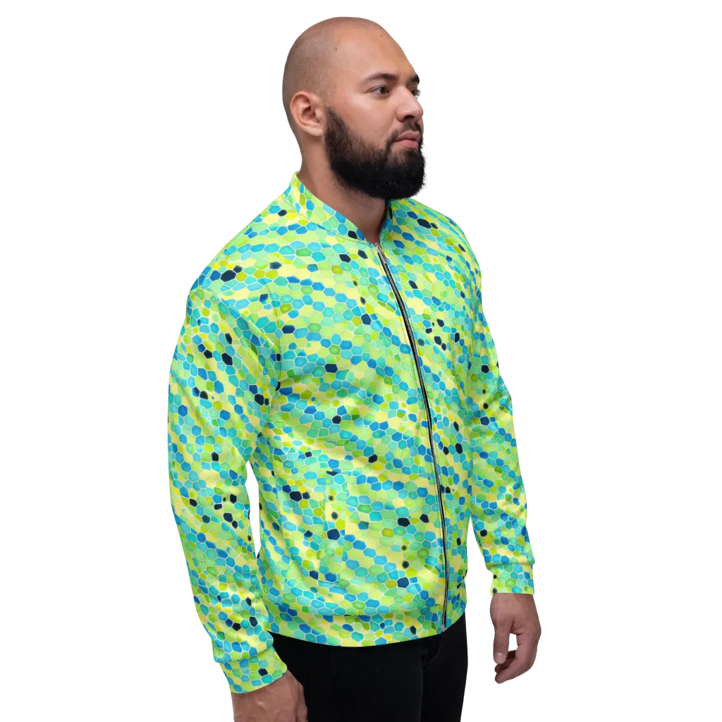 Aqua Mosaic on Bomber Jacket — Right