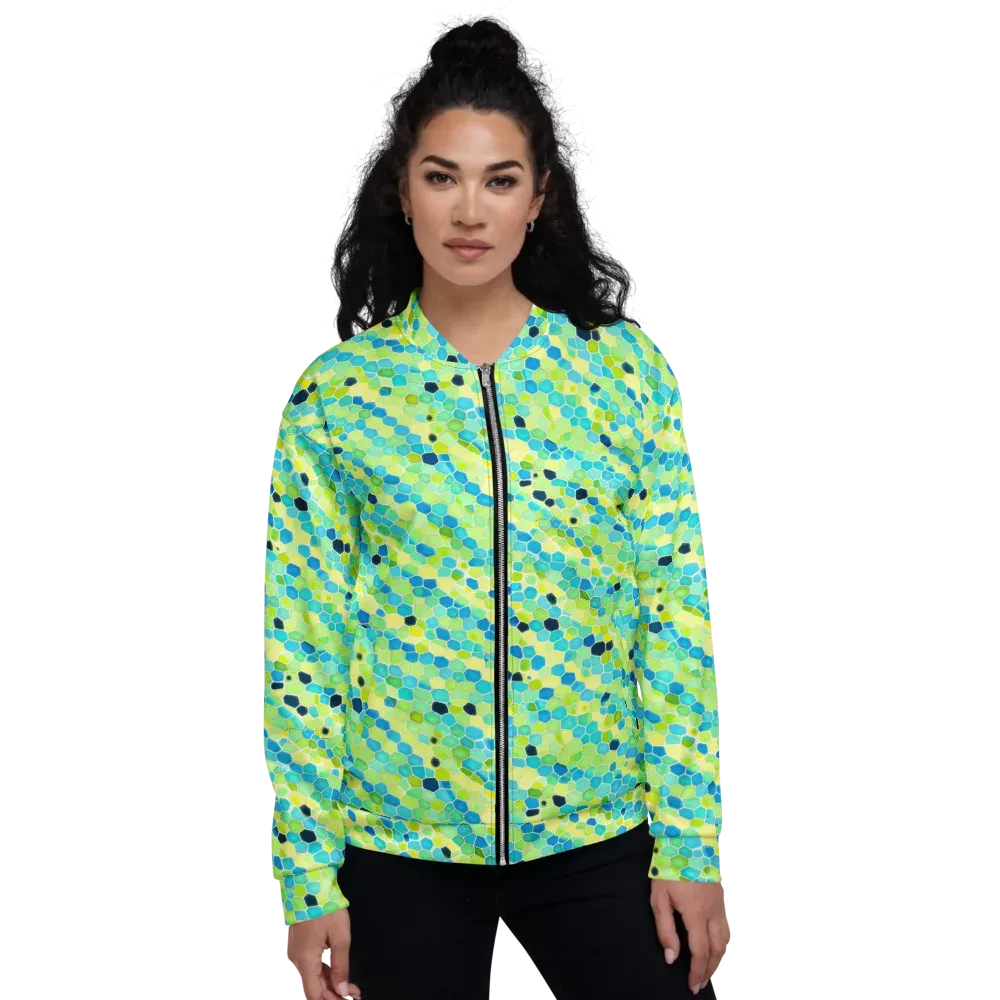 Aqua Mosaic on Bomber Jacket — Front