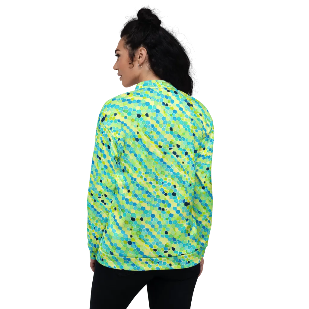Aqua Mosaic on Bomber Jacket — Back