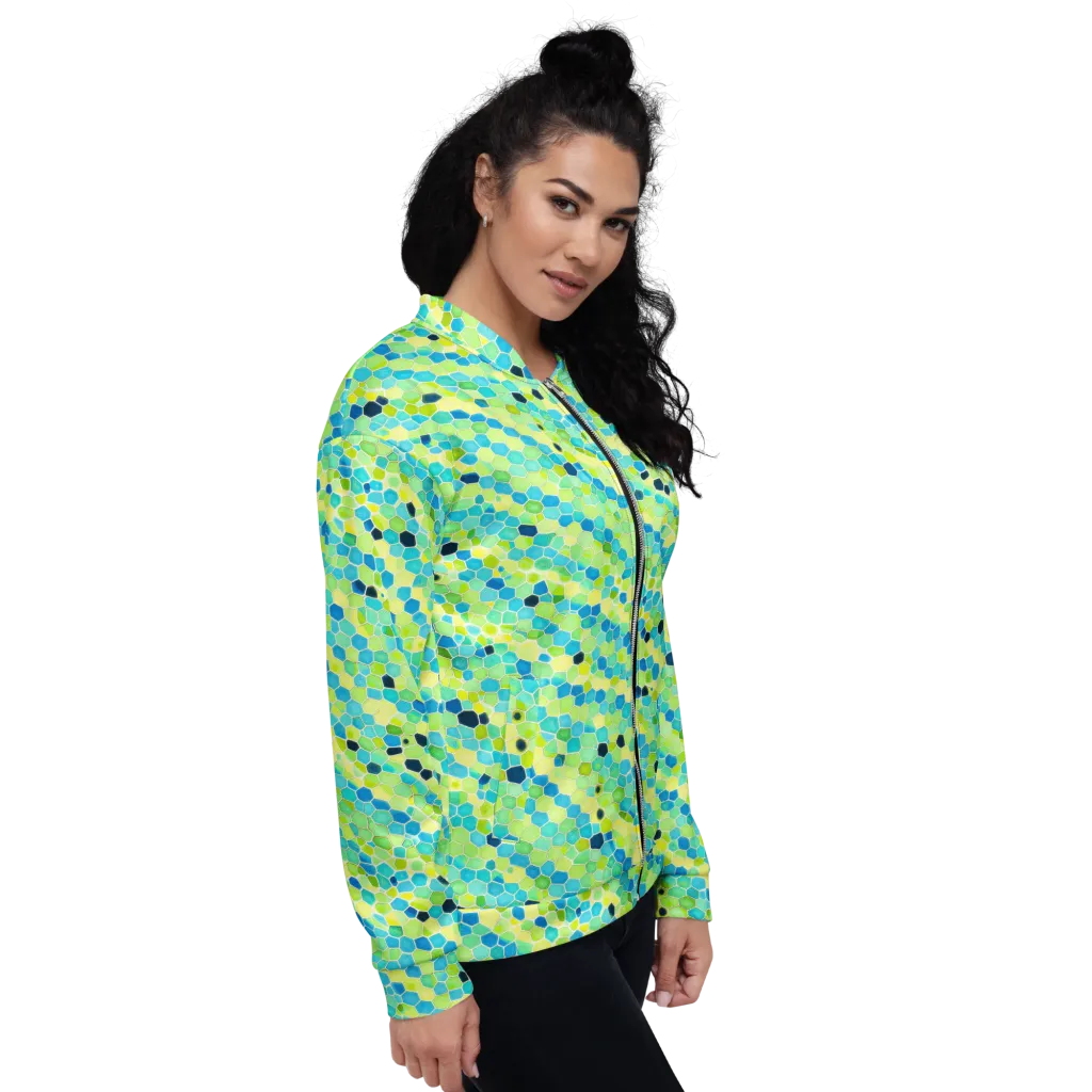 Aqua Mosaic on Bomber Jacket — Right