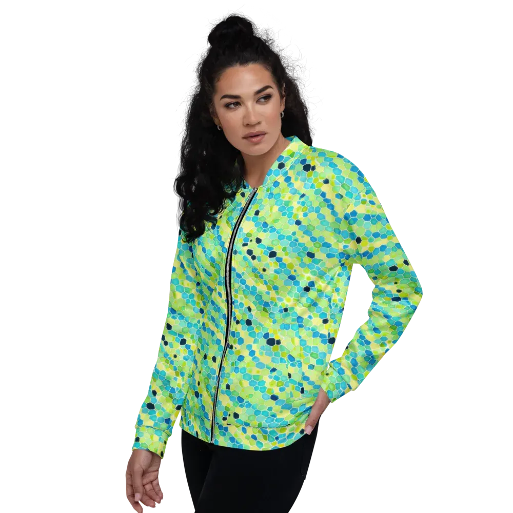Aqua Mosaic on Bomber Jacket — Left