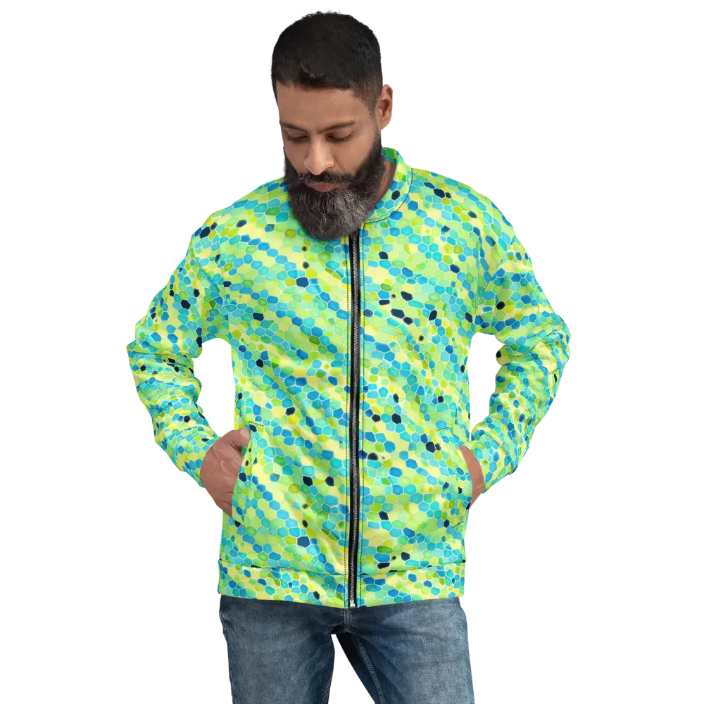 Aqua Mosaic on Bomber Jacket — Front