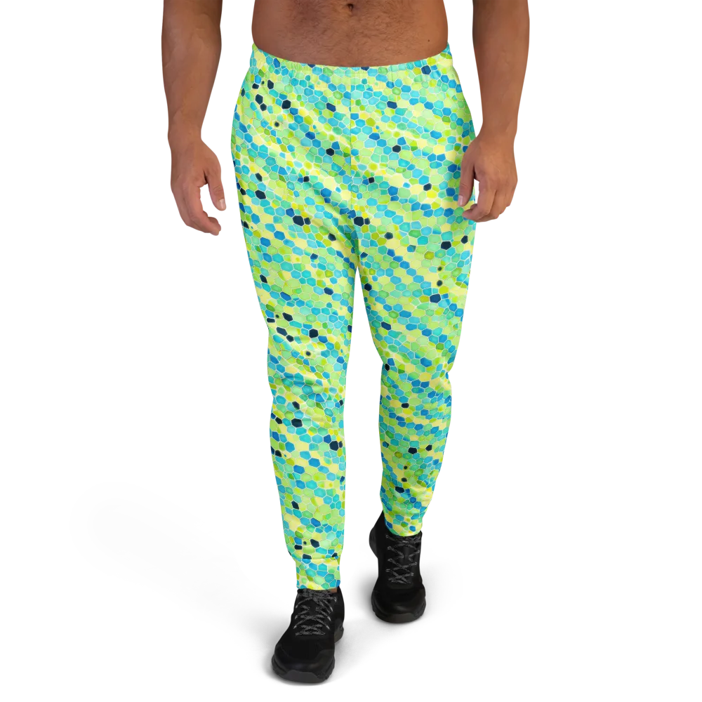 Aqua Mosaic on Men's Joggers — Front