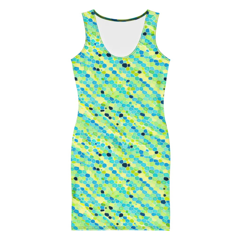 Aqua Mosaic on Bodycon Dress — Front