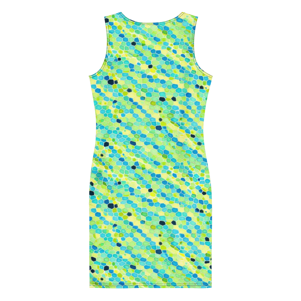 Aqua Mosaic on Bodycon Dress — Back