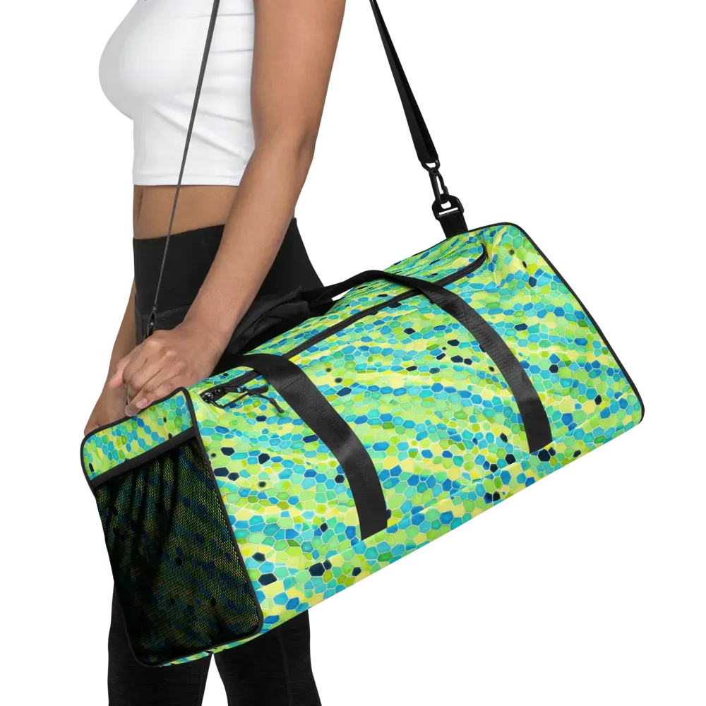 Aqua Mosaic on Duffle Bag — Front