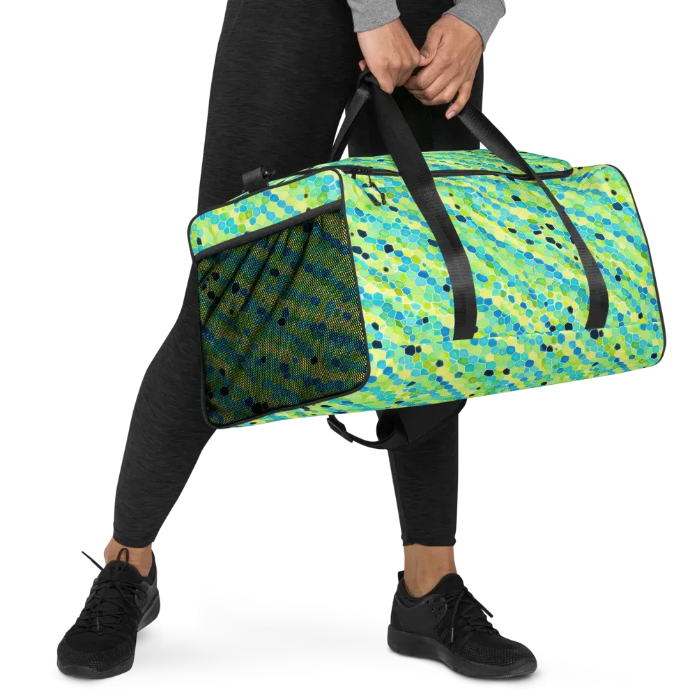 Aqua Mosaic on Duffle Bag — Right Front
