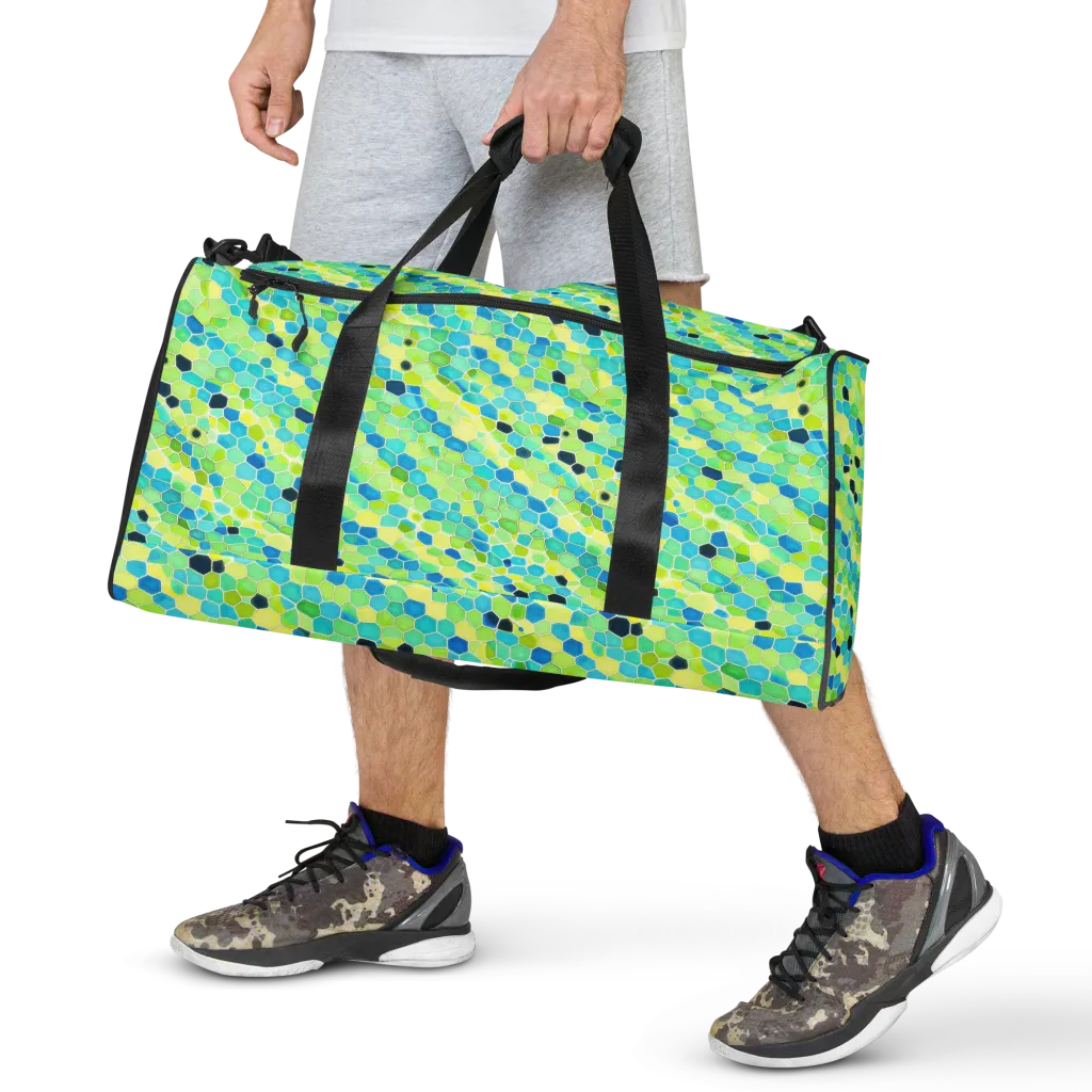 Aqua Mosaic on Duffle Bag — Front