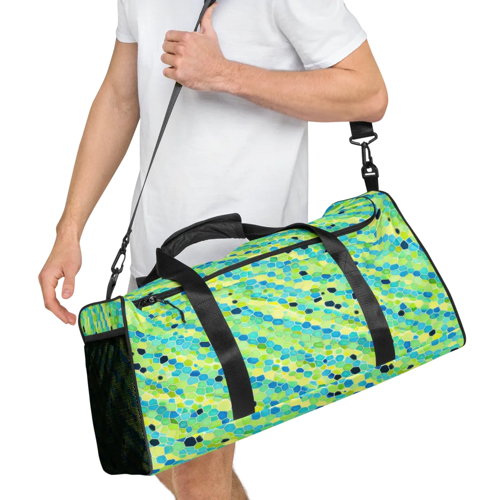 Aqua Mosaic on Duffle Bag — Right Front