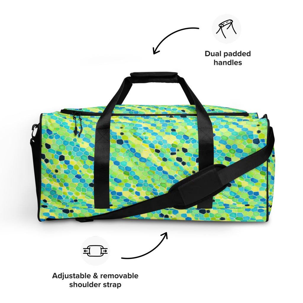 Aqua Mosaic on Duffle Bag — Front