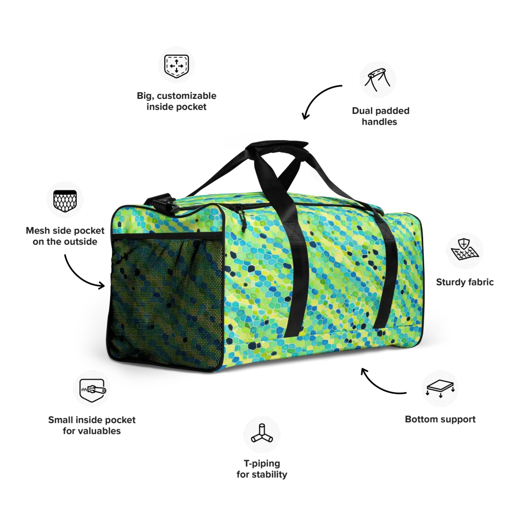 Aqua Mosaic on Duffle Bag — Right Front