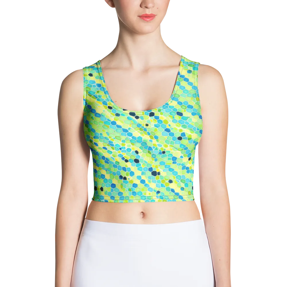 Aqua Mosaic on Crop Top — Front