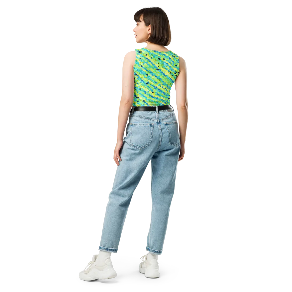 Aqua Mosaic on Crop Top — Back