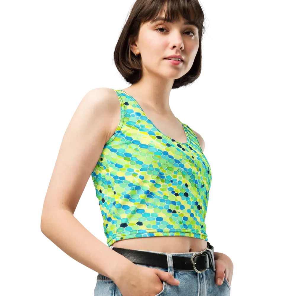 Aqua Mosaic on Crop Top — Right Front