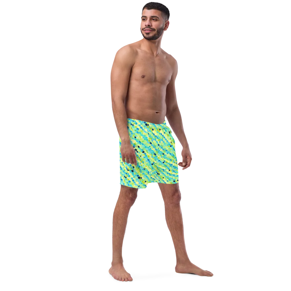 Aqua Mosaic on Swim Trunks — Right Front