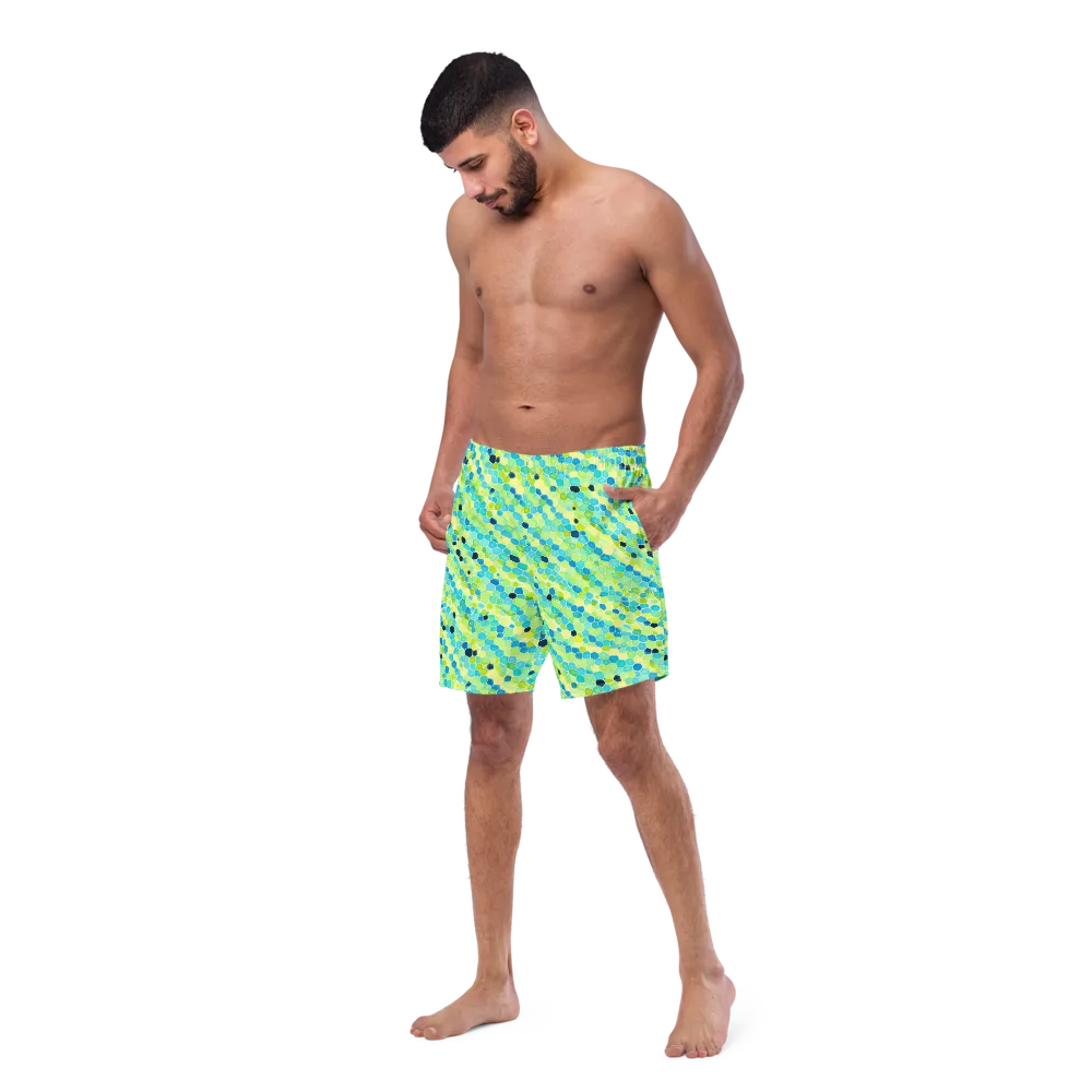 Aqua Mosaic on Swim Trunks — Left Front