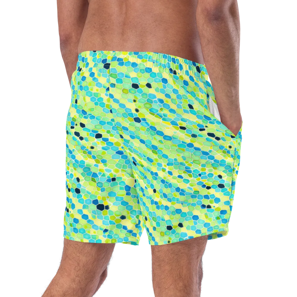 Aqua Mosaic on Swim Trunks — Right Back
