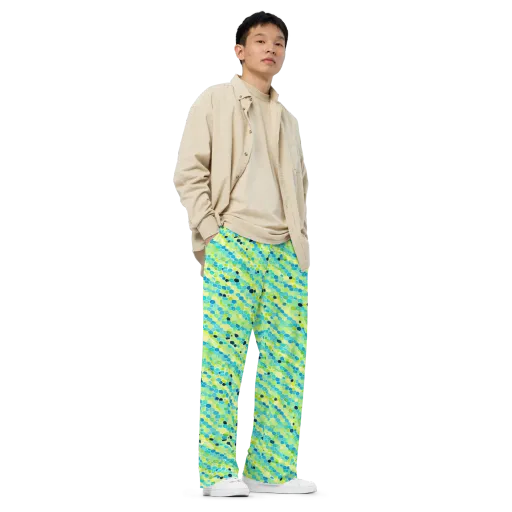 Aqua Mosaic on a Wide-Leg Pants