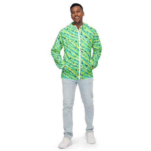 Aqua Mosaic on a Men's Windbreaker