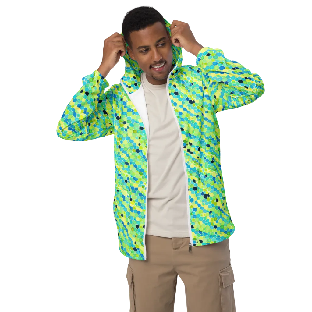Aqua Mosaic on Men's Windbreaker — Front