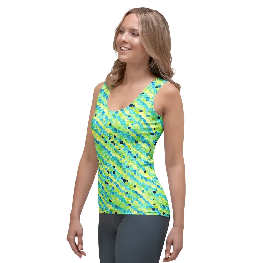 Aqua Mosaic on Women's Tank Top — Left Front