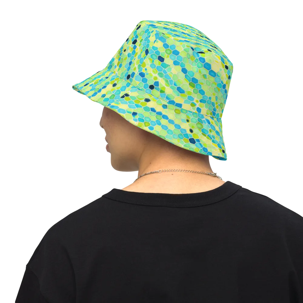 Aqua Mosaic on Reversible Bucket Hat — Back Inside