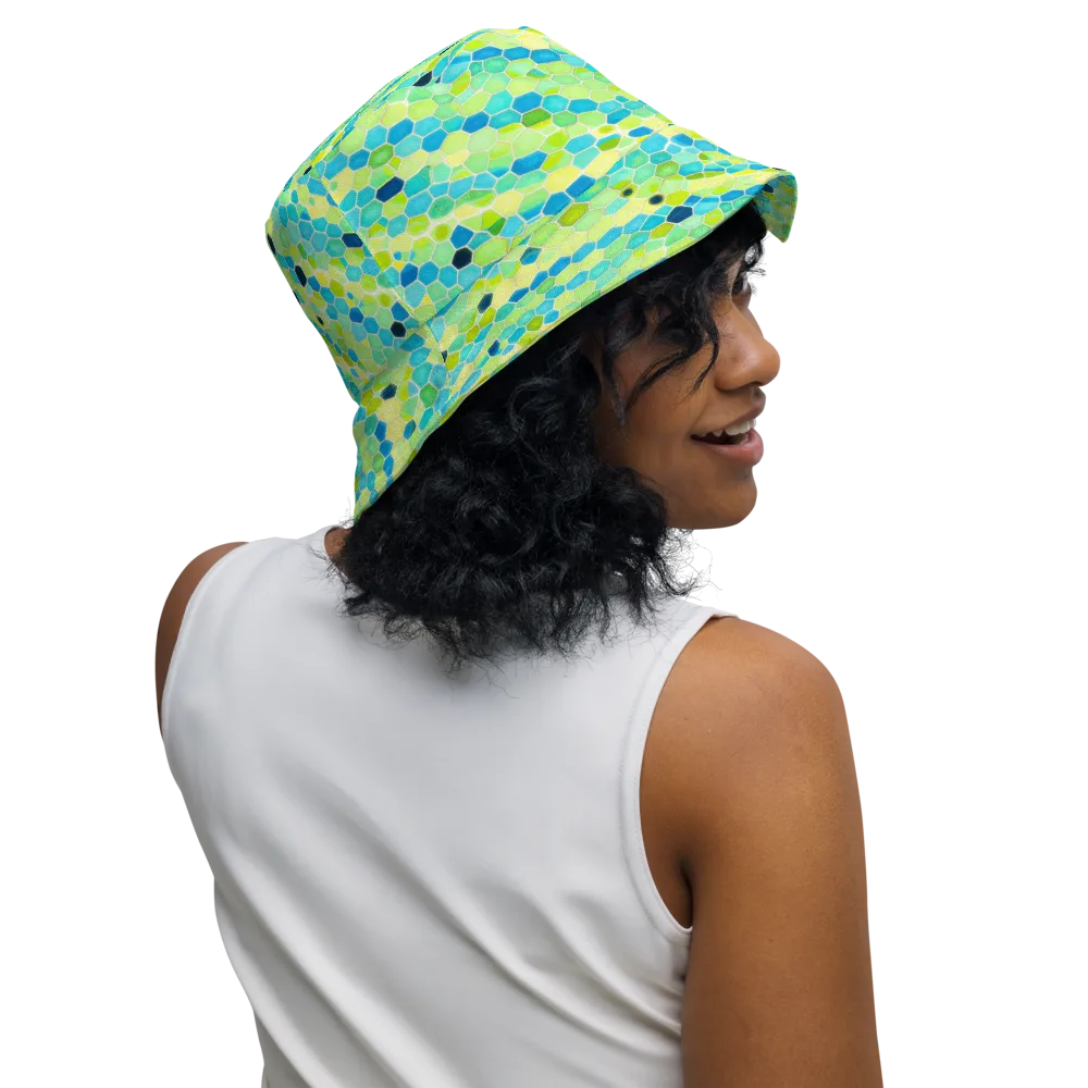 Aqua Mosaic on Reversible Bucket Hat — Right Outside