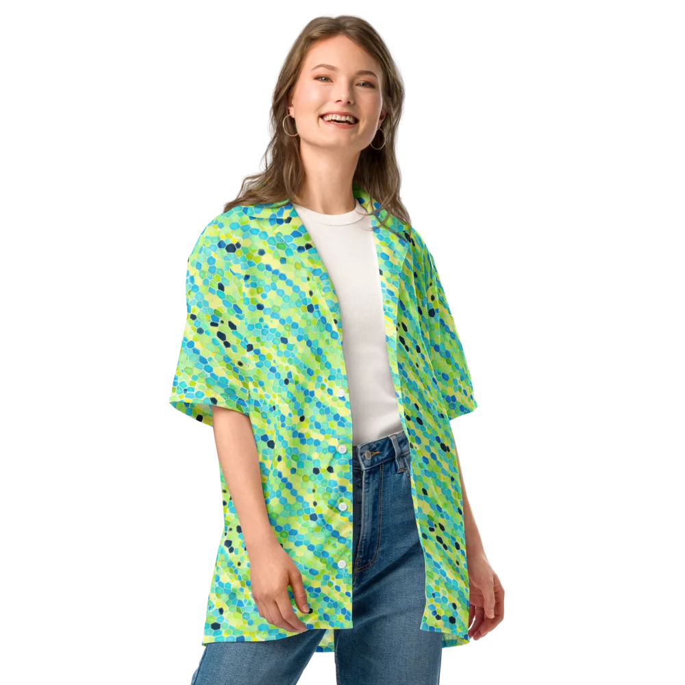 Aqua Mosaic on Button Shirt — Front